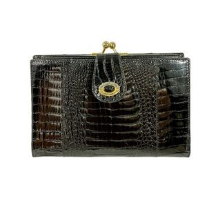 Genuine black caiman alligator coin wallet bill organizer